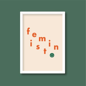Impresión de citas positivas feministas / Tipografía motivacional / Cartel retro de diseño gráfico colorido brillante / A5 A4 A3 A2 A1 A0 / Sin marco