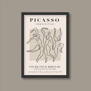 Pablo Picasso Inspired Exhibition Poster | Etude Pour Mercure (Black) | A5 A4 A3 A2 A1 A0 | Unframed