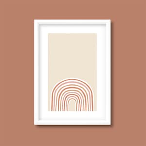 Impresión minimalista de arcoíris en estilo linograbado / Impresión bohemia de mediados de siglo (neutrales rosados) / A5 A4 A3 A2 A1 A0 / Sin marco