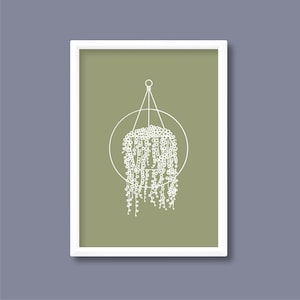 String of Pearls Plant Simple Line Art Print | Hanging Houseplant | Senecio Rowleyanus | Minimalist Boho Modern | A2 A3 A4 A5 | Unframed