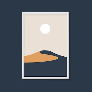 Minimalist Sand Dune with Moon Print | Boho Mid Century | A2 A3 A4 A5 | Unframed