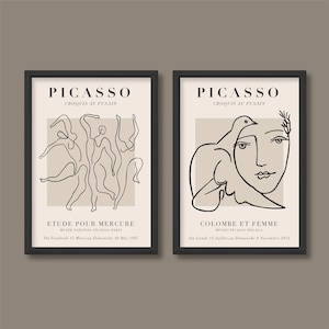 Pablo Picasso Inspired Exhibition Poster Print Set of 2 | Modern Contemporary (Black) | A5 A4 A3 A2 A1 A0