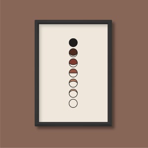 Moon Phases Outline Earth Tone Terracotta Print | Boho Mid Century | A5 A4 A3 A2 A1 A0 | Unframed