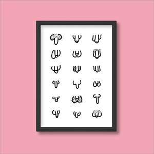 Naked Prints Set of 3 | Boobs Bums and Willys | Cute Cartoon Line Art