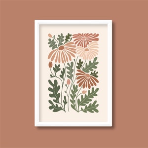 Terracotta Abstract Wild Flower Plant Print | Rust Warm Earthy | Boho Mid Century | A0 A1 A2 A3 A4 A5