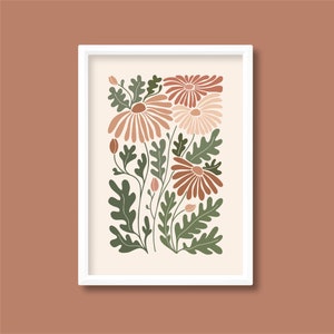 Terracotta Abstract Wild Flower Plant Print | Rust Warm Earthy | Boho Mid Century | A0 A1 A2 A3 A4 A5 | Unframed