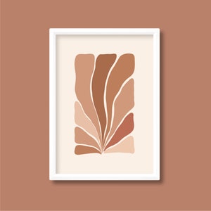 Impresión de plantas de pétalos abstractos de terracota / Óxido cálido terroso / Boho mediados de siglo / A0 A1 A2 A3 A4 A5 / Sin enmarcar