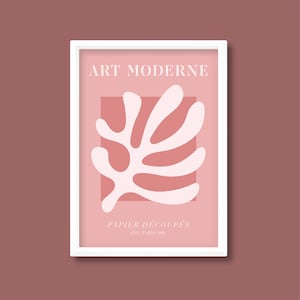 Cartel de exposición de formas abstractas / Inspirado en Henri Matisse (Rosa polvoriento) / A5 A4 A3 A2 A1 A0 / Sin marco