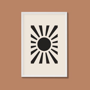 Impresión en tonos terracota de sol, eclipse y luna / Boho de mediados de siglo / A5 A4 A3 A2 A1 A0 / Sin marco