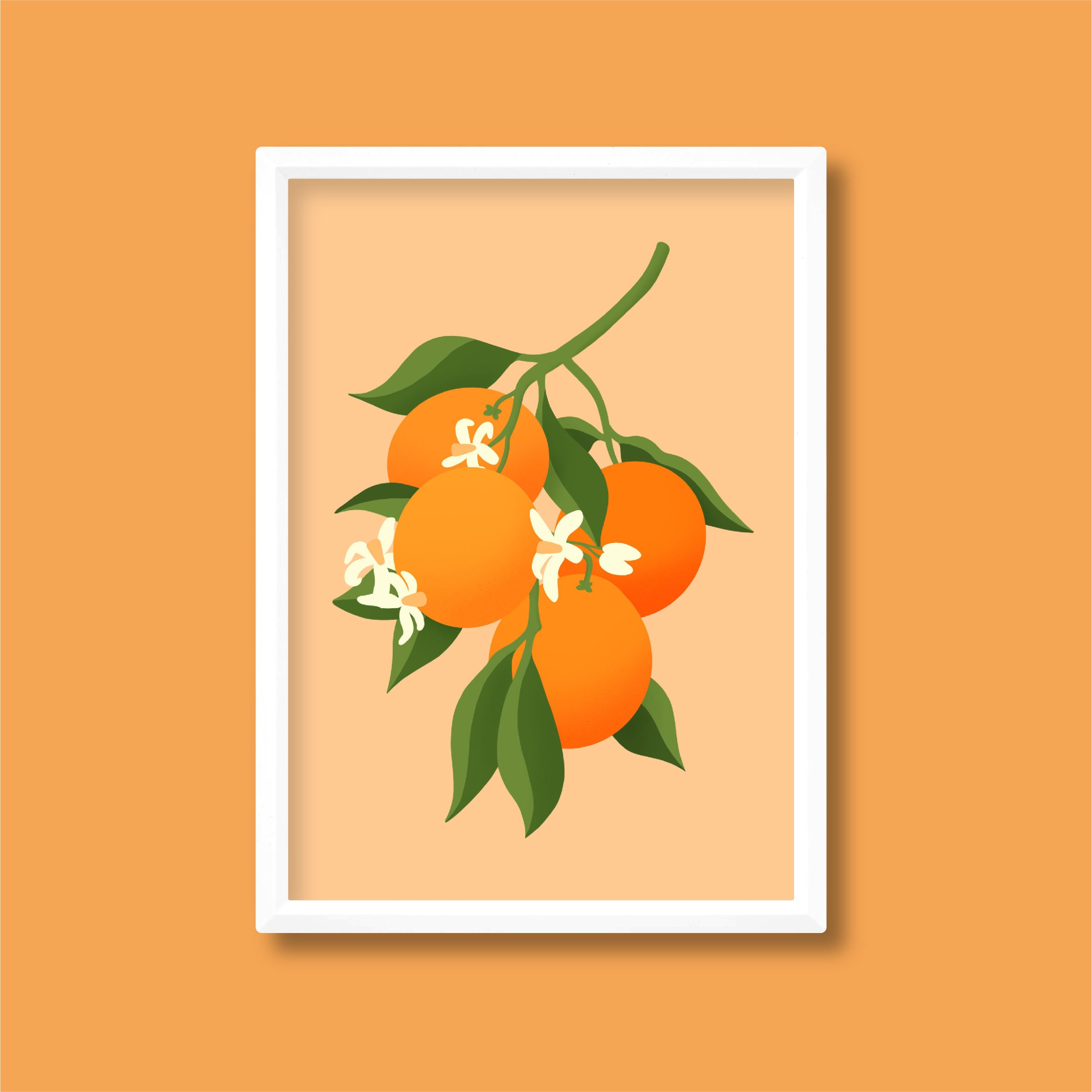 | d'affiches d'illustration de Branche Orange | Botanique Des Fruits Coloré Boho Minimaliste A2 A3 A
