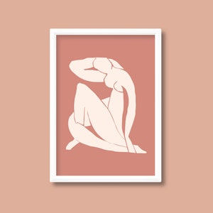 Henri Matisse Inspired Abstract Poster | Nu Bleu II (Peach) | A5 A4 A3 A2 A1 A0 | Unframed