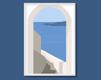 Santorini Greece Arch Print | A5 A4 A3 A2