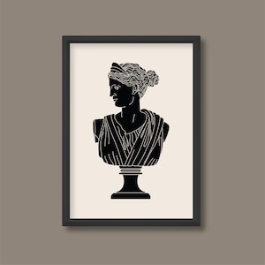 Diana of Versailles Inspired Exhibition Poster |  Artemis Bust (Black and Neutral) | A5 A4 A3 A2 A1 A0 | Unframed