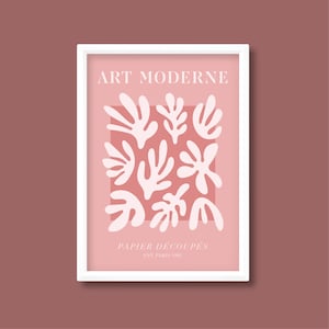 Cartel de exposición de formas abstractas / Inspirado en Henri Matisse (Rosa polvoriento) / A5 A4 A3 A2 A1 A0 / Sin marco