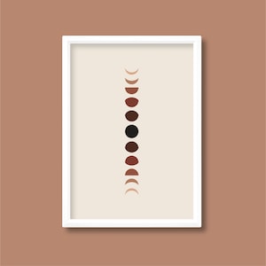 Moon Phase Earth Tone Terracotta Print | Boho Mid Century | A5 A4 A3 A2 A1 A0 | Unframed