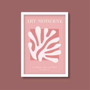 Cartel de exposición de formas abstractas / Inspirado en Henri Matisse (Rosa polvoriento) / A5 A4 A3 A2 A1 A0 / Sin marco