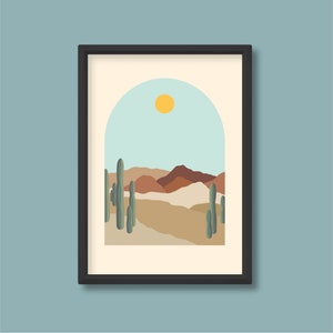 Wüstenlandschaft Erdfarbener Torbogen | Tag | Mid Century | A2-A3-A4-A5 | Ungerahmt
