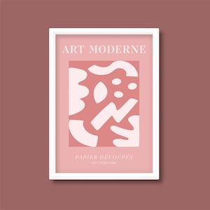 Cartel de exposición de formas abstractas / Inspirado en Henri Matisse (Rosa polvoriento) / A5 A4 A3 A2 A1 A0 / Sin marco