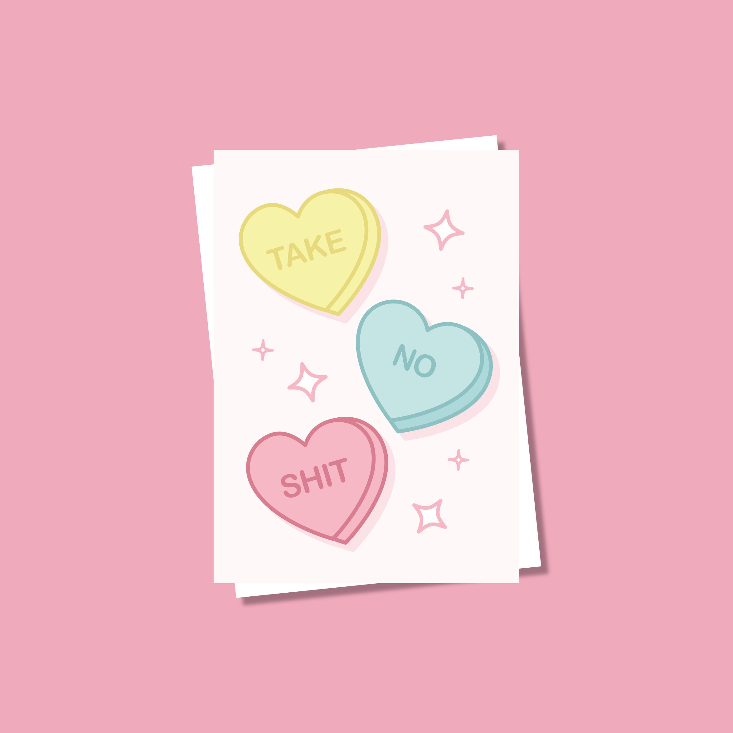 Feminist candy hearts greeting card – Joan and Rose