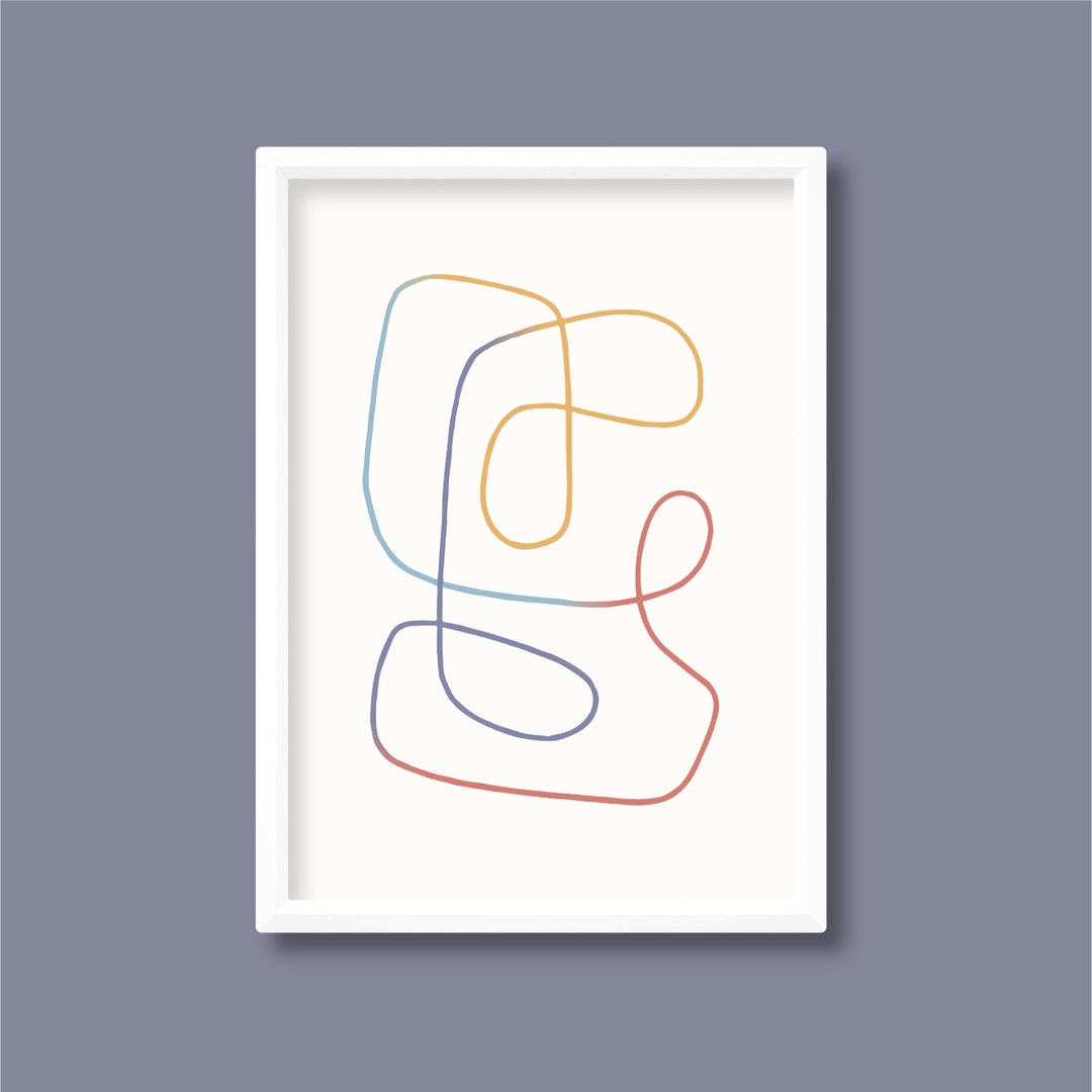 Abstract Single Line Art Poster | Pastel Colourful Scandinavian ...