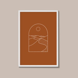Wüstenlandschaft Erdfarbener Torbogen | Mid Century | A2-A3-A4-A5 | Ungerahmt