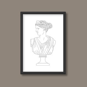 Diana of Versailles Inspired Exhibition Poster |  Artemis Bust (Black and Neutral) | A5 A4 A3 A2 A1 A0 | Unframed