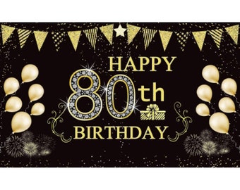 PAKBOOM Happy 80th Birthday Backdrop Pink Photo Background Banner Cheers to 80 Years Old Decorations Party Supplies