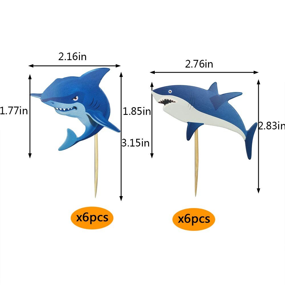 Shark Cupcake Toppers Under the Sea Party Decorations Etsy