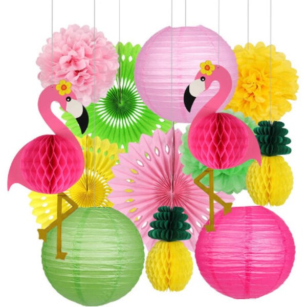 Tropical Party Flamingo Ananas Suspendus Décor Hawaiian Party Flamingo Party Flamingo Baby Shower Flamingo Anniversaire Ananas Décor