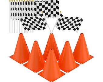 Race Car Party Flags & Cones  Race Car Birthday Decorations Race Car Party Checkerboard 1st Birthday Traffic Jam Race Car Baby Shower