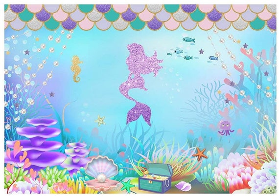Mermaid Party Photo Backdrop Under the Sea Party Decorations
