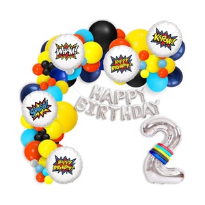  Decoraciones de fiesta de araña, regalos de cumpleaños:  pancarta de feliz cumpleaños de araña, globos de látex de aluminio, adornos  para cupcakes, calcomanías, suministros de fiesta de cumpleaños de  superhéroes.. 
