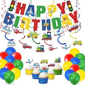 Transportation Birthday Party Decor Set  Party Decorations Birthday Gift Happy Birthday Party Supplies Birthday Boy Birthday Girl