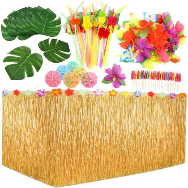 Tropical Party Hawaiian Table Skirt Kit  Hawaiian Party Flamingo Party Flamingo Baby Shower Flamingo Birthday Pineapple Decor Aloha Party