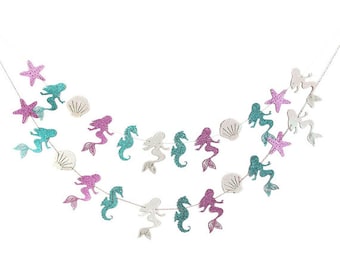 Mermaid Party Seashell Garland Mermaid Baby Shower Decorations Under The Sea Garland Mermaid Party Decoration Mermaid Birthday Party