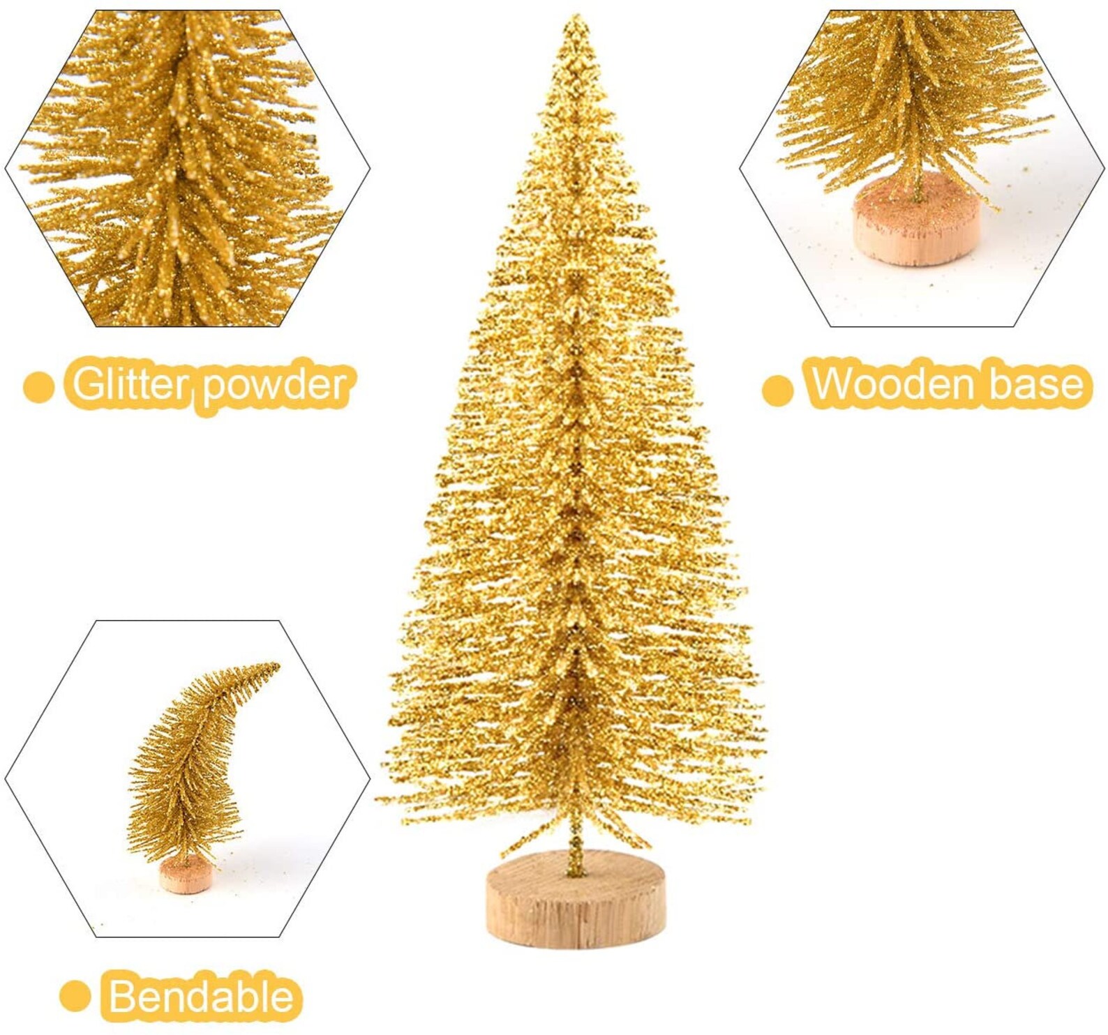 Christmas Trees Bottle Brush Decor Gold Christmas Etsy