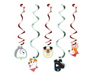 Dog Birthday Party Hanging Swirls - Puppy Party Supplies Dog Birthday Party Dog Birthday Decorations Puppy Party Dog Party First Birthday