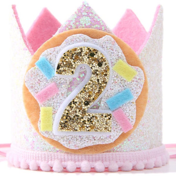 Donut Party Hat Crown 2nd Birthday  Donut Ice Cream Birthday Party Birthday Decorations Donut Birthday Cupcake Birthday Donut Birthday