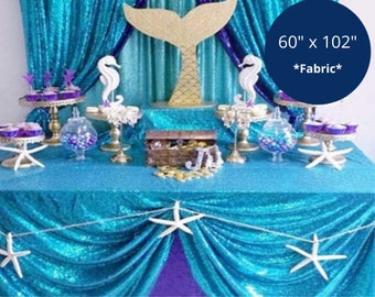 Mermaid Party Sequin Tablecloth  Under The Sea Party Decorations Mermaid Party Decorations Mermaid Baby Shower Mermaid Birthday