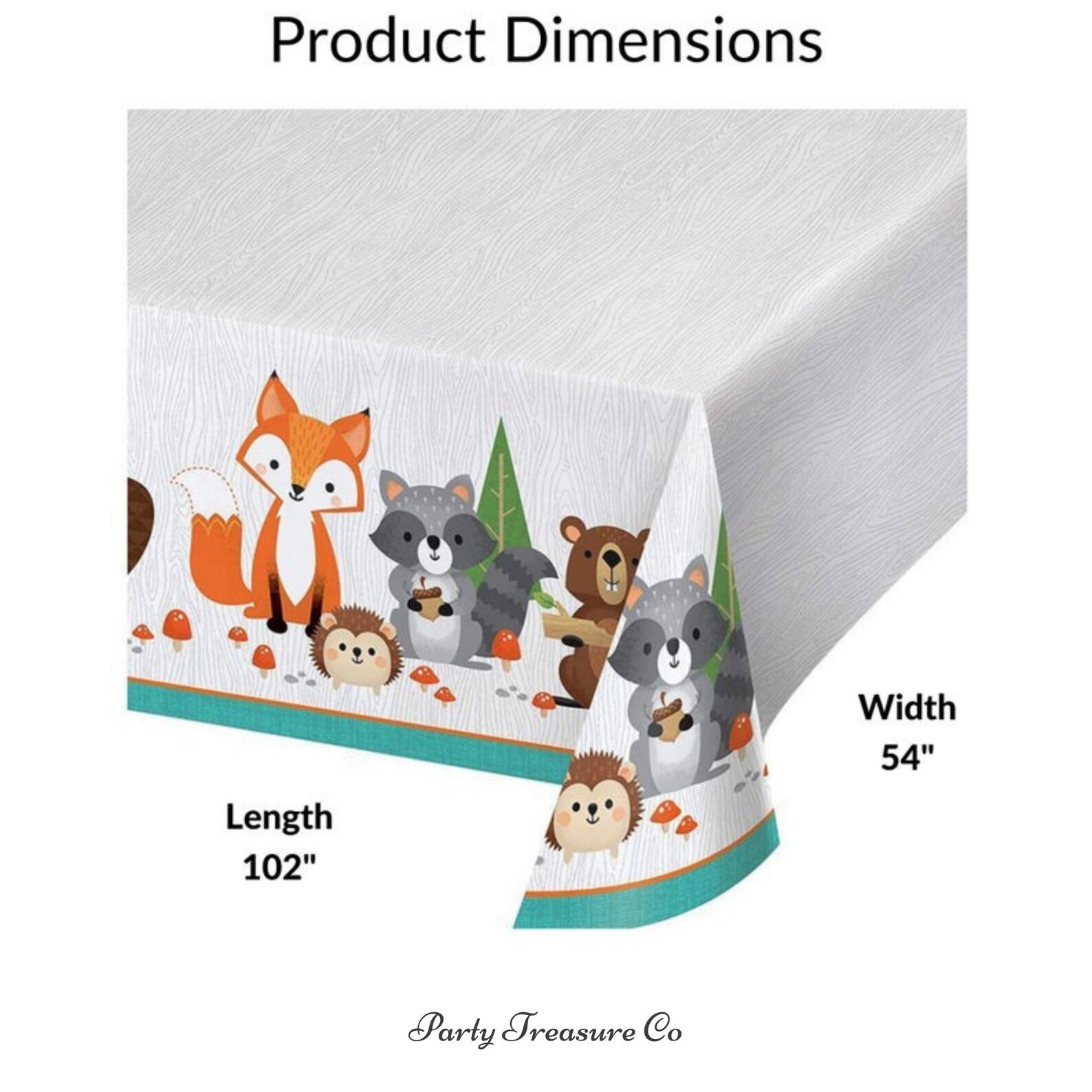 Woodland Tablecloth Woodland Baby Shower Woodland Animals Etsy