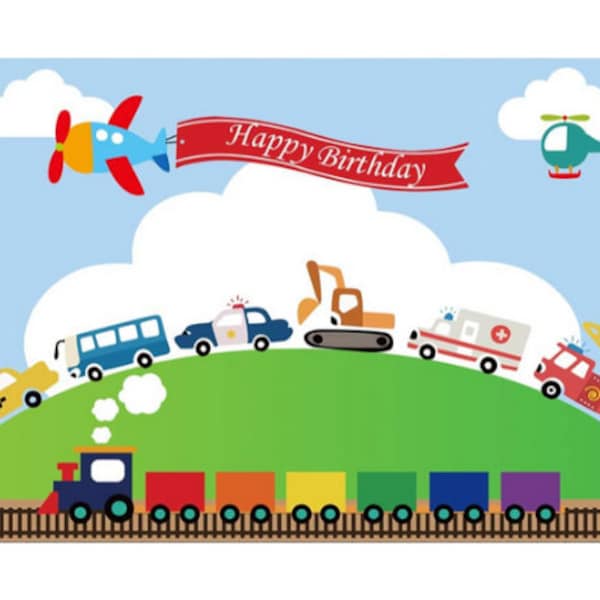 Transportation Party Photo Backdrop - Birthday Decorations Party Decorations 1st Birthday Monster Truck Birthday Traffic Jam Birthday