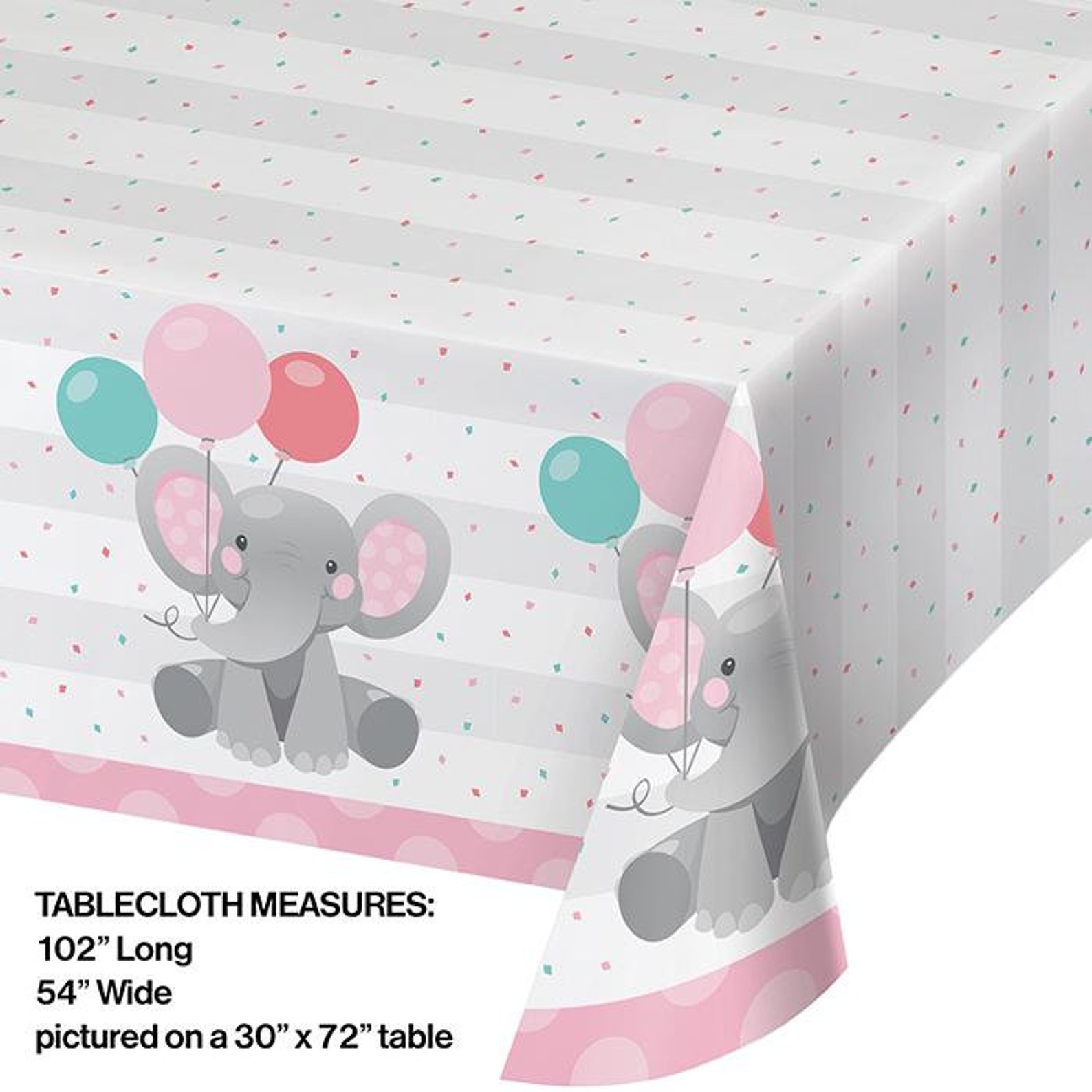 Elephant Baby Shower Tablecloth Girl Baby Shower Decorations Etsy