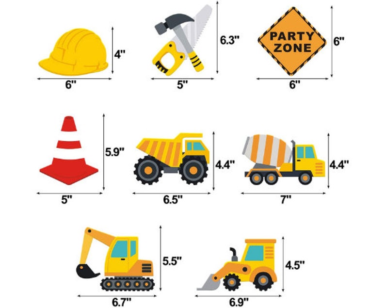 Construction Party Centerpiece Decor Set First Birthday Etsy