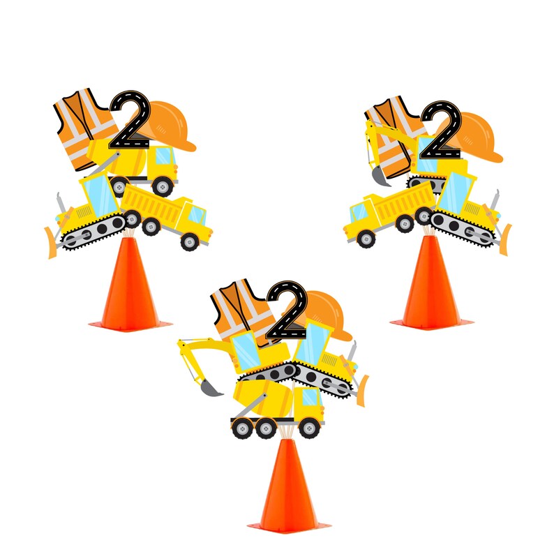 Construction Party Centerpiece Custom Decor Set First Etsy