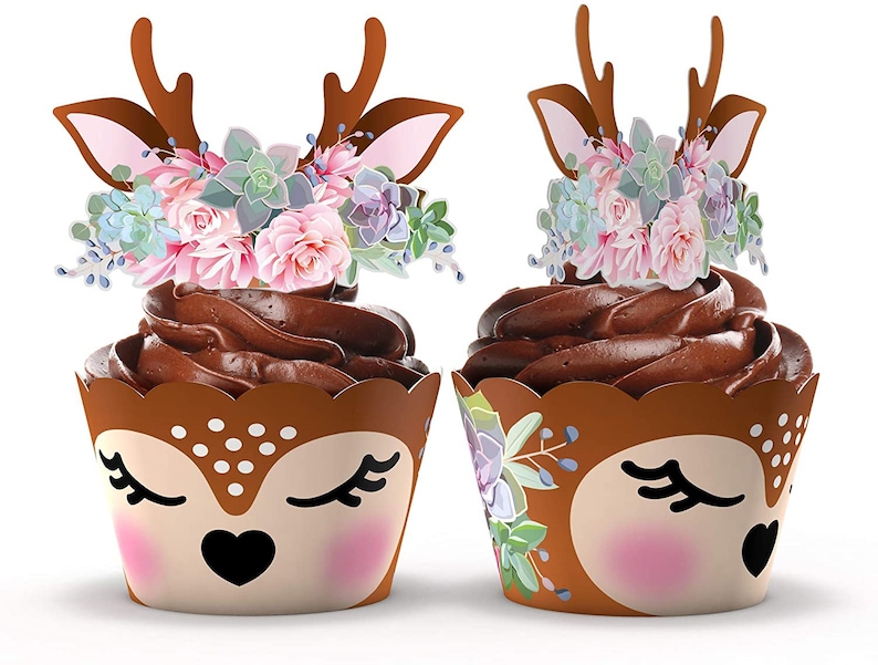Woodland Deer Cupcake Wrappers Woodland Baby Shower Woodland Animals Woodland Nursery Woodland Animal Woodland Party Woodland Baby