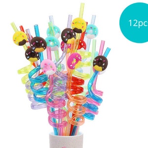 Donut Straws Birthday Straws  Donut Ice Cream Birthday Party Birthday Decorations Donut Birthday Donut Birthday Party Decorations