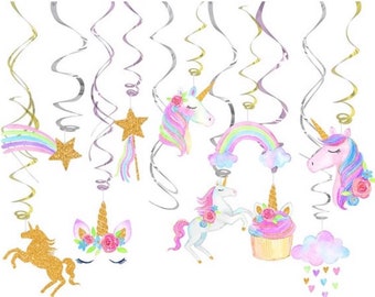 Unicorn Party Unicorn Hanging Swirls  Unicorn Birthday Decorations Rainbow Birthday Rainbow Party Unicorn Birthday Party Unicorn Decoration