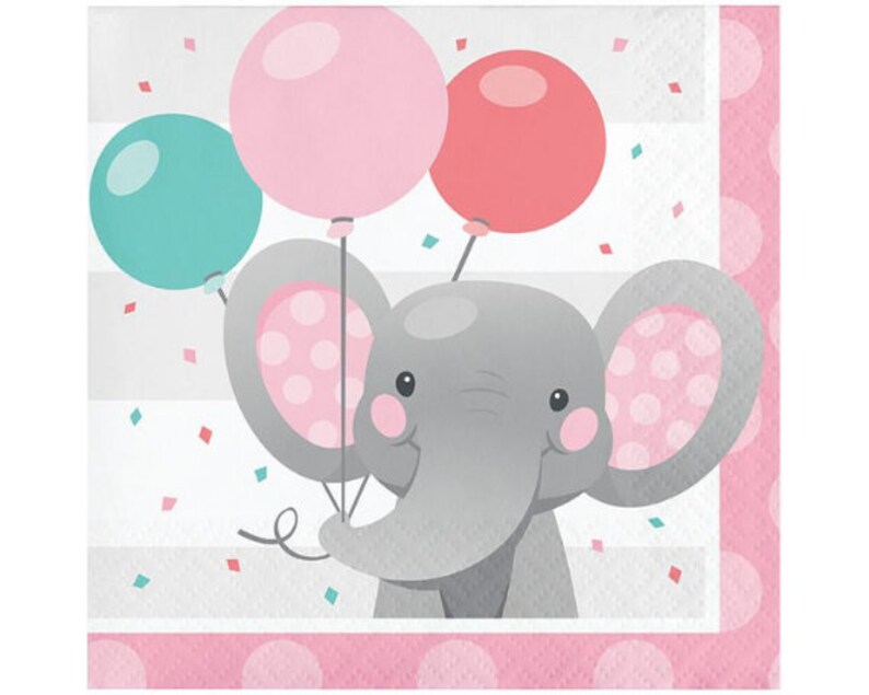 Elephant Baby Shower Napkins Girl Baby Shower Decorations Etsy