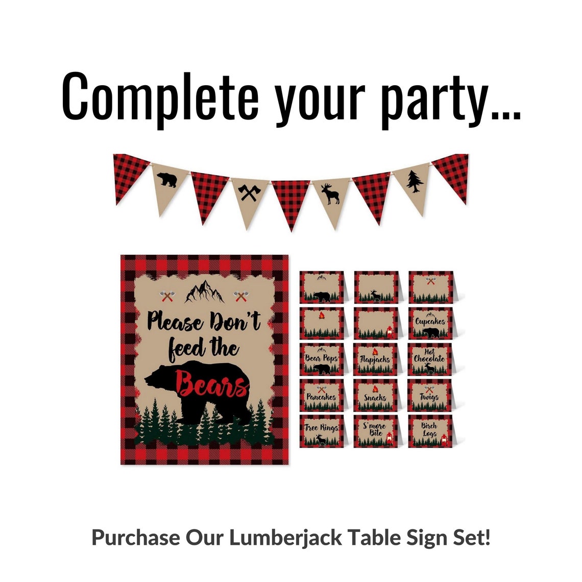 Lumberjack Wooden Table Sign Holders Lumberjack Birthday Etsy