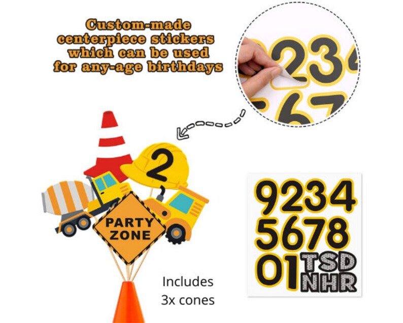 Construction Party Centerpiece Decor Set First Birthday Etsy